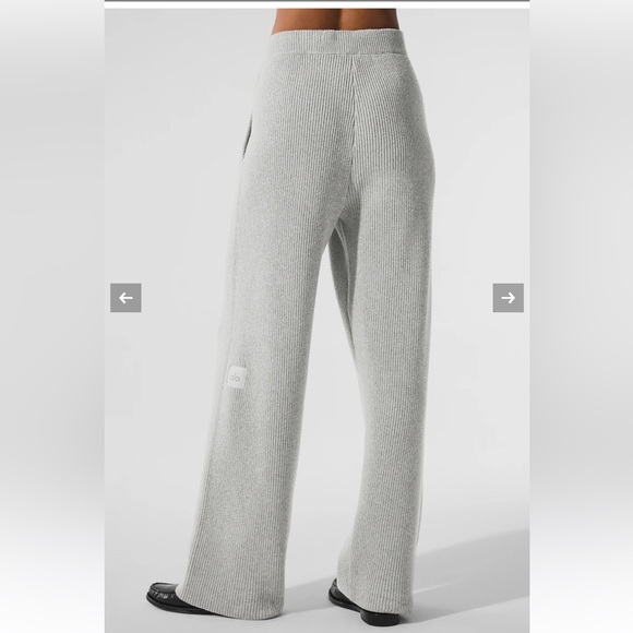 ALO Domain Rib Gray Knit Pants - Picture 3 of 7